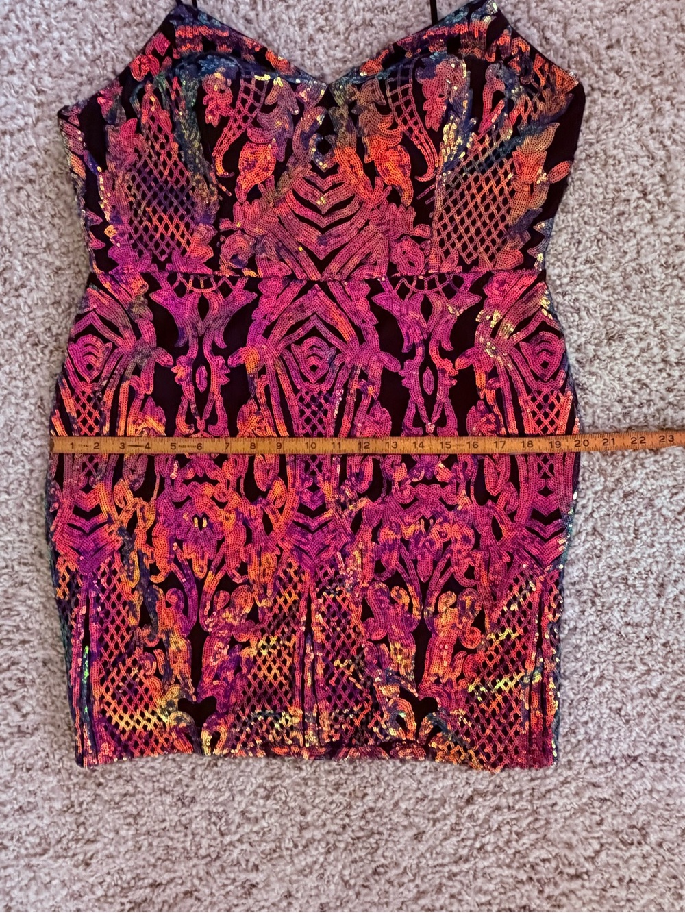 Hoco City Vibe Iridescent Rainbow Sequin Bodycon Dress Sz 17 Homecoming EUC - Picture 8 of 16